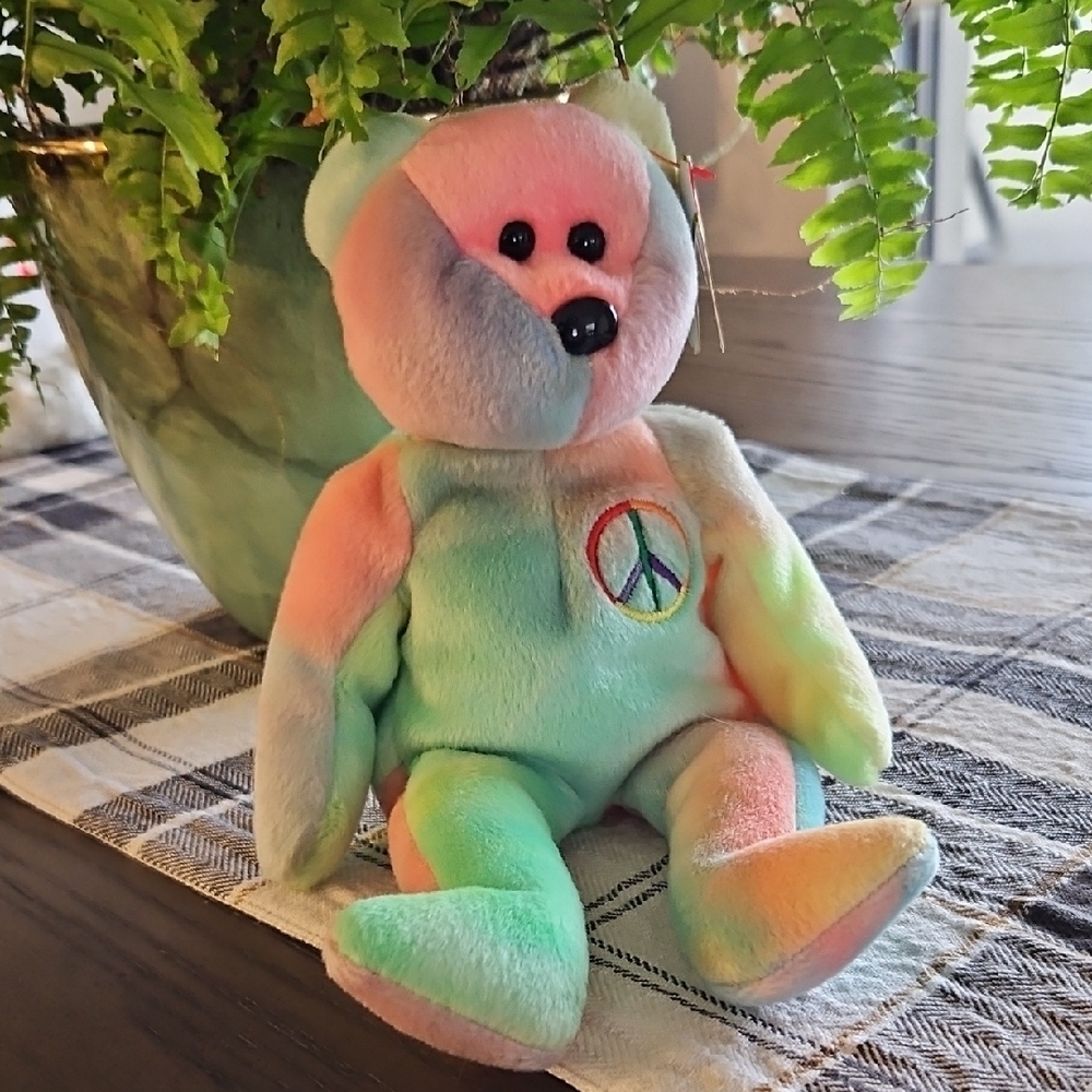 Ty Beanie Baby - Peace the Multi-colored Bear - Picture 12 of 12
